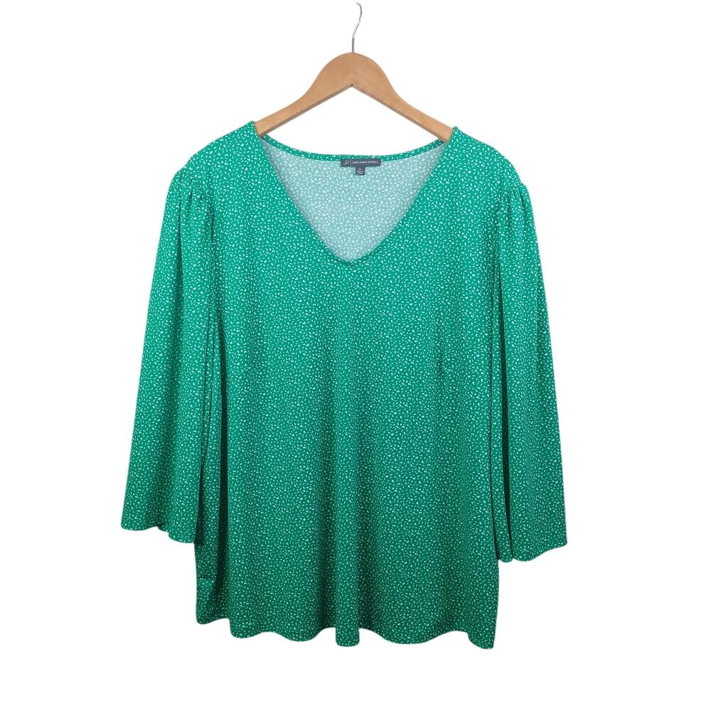 Adrianna Papell Women's‎ Top Size 2X Kelly Green Stretch Knit 3/4 Sleeve Holiday